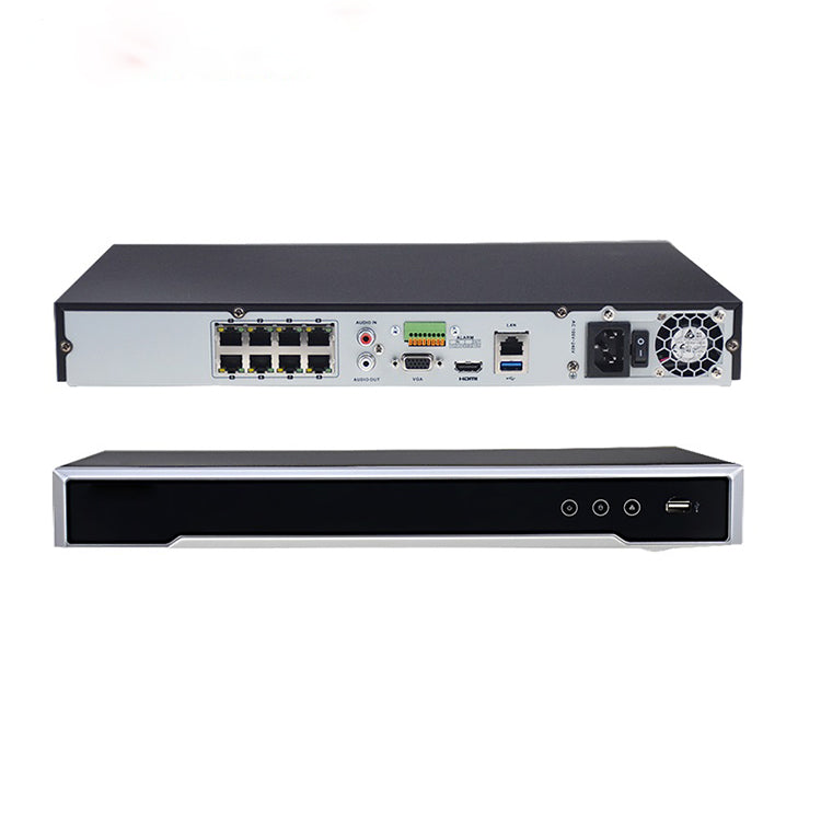 Hikvision 8 Channel Ultra M Series NVR, 128MB, 1x HDMI / 1 x VGA, 2x HDD, 8x POE, 1RU, 1x 3TB HDD Installed
