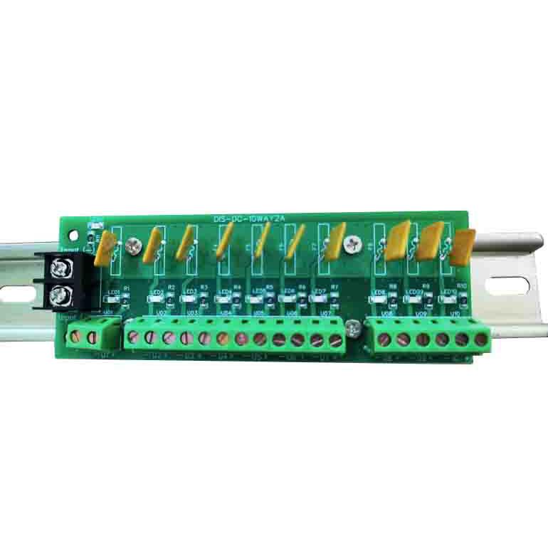 DC/AC Power Distribution PCB, 10-28V DC/AC, 10 Outputs, 2A Each