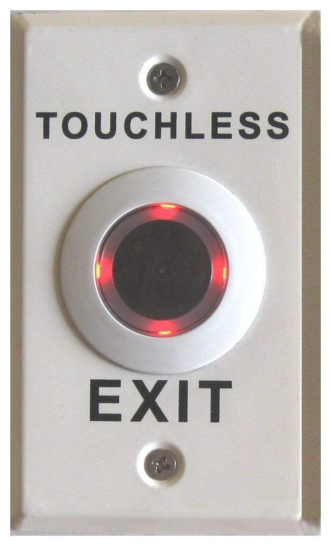 Secor Plastic REX, White No-Touch Sensor, Dual Colour LED, IP67, Fly Leads, Standard GPO Plate "TOUCHLESS"