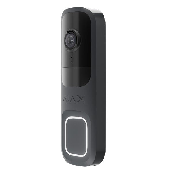Ajax 4MP **GRAPHITE** WiFi Video Doorbell With AI Object Recognition, 6m IR, 155° View Angle, 12-24VDC Or 16-24VAC, 2.4GHz WiFi Connectivity, IP54, 145H × 47W × 34D mm