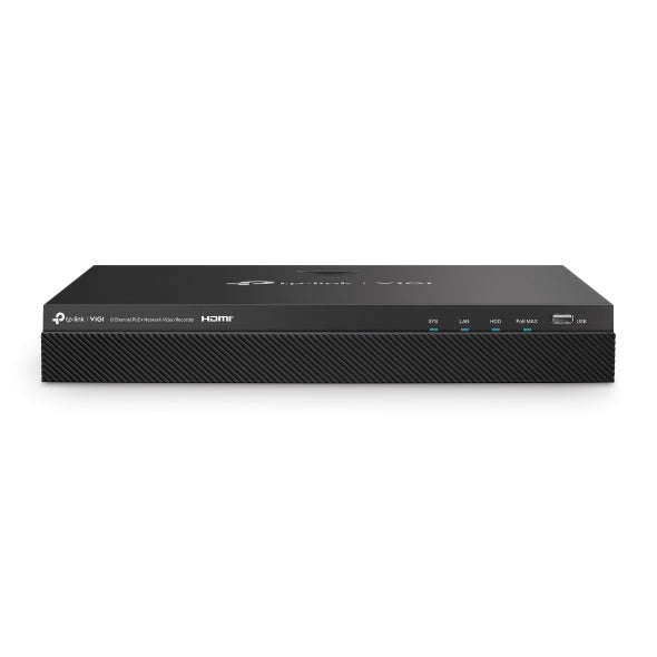 VIGI By TP-Link 8 Channel PoE+ NVR, 4K HDMI & VGA Output, 8MP Support, 8 Channel @ 4MP Decoding, 160Mbps Bandwidth, H.265+, Smart Detection & Alarms, Two-Way Audio, Simultaneous Playback, ONVIF, Remote Monitoring, Dual SATA up to 32TB, 8× PoE+ Ports, 90