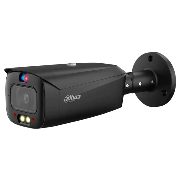 Dahua 8MP IP WizSense AI Series Full Colour Active Deterrence TiOC 2.0 Bullet, SMD, Perimeter, Starlight, 2.8mm, 120dB WDR, 30m IR / White Light, POE / 12VDC, IP67, MicroSD, Built-in Dual Mics / Speaker, Red / Blue Lights **BLACK** (Junction Box: PFA130