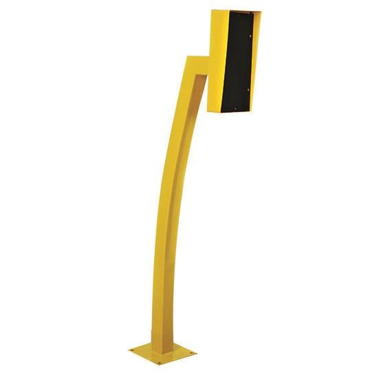 Zankap 1.3M Single Head Curved Gooseneck Bollard, With Rain Hood (340H x 154W mm) - Yellow