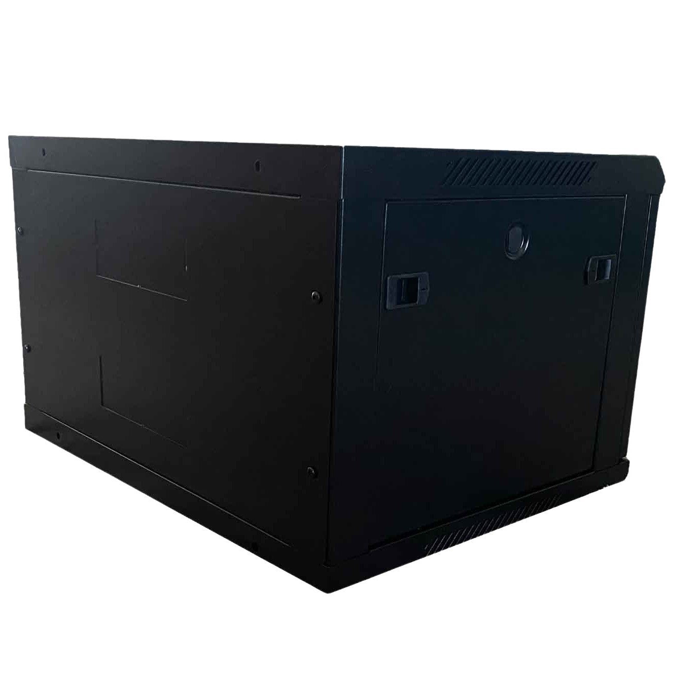 Zankap 6RU 600mm Deep Wall Mount Cabinet With 1 x Fixed Shelf, 10 x Cage Nuts, Lockable Glass Front Door, Rapid Build Flatpack
