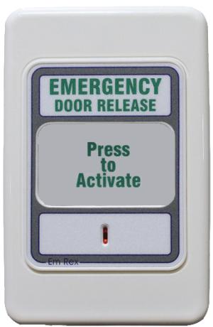 Trojan Em Rex Press To Exit Electronic Emergency Door Release. Two Sets Of N/C, N/O Contacts, Built-in Sounder, 12VDC.