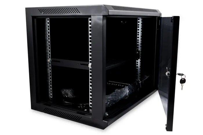 Certech 6RU 450mm Deep Wall Mount Cabinet With 1 x Fixed Shelf, 2 x Fans and 10 x Cage Nuts