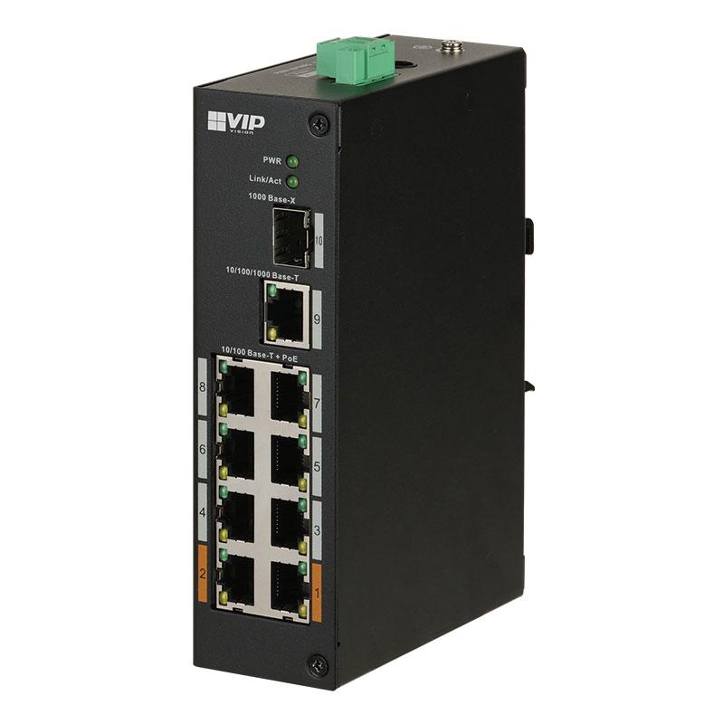 VIP* Vision 8 Port Unmanaged Fast PoE Ethernet Switch, DIN Mount