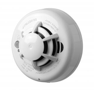 DSC Wireless 1-Way Photoelectric Smoke Detector with Built-in, Dual-Sensor Heat Detector and 85dB Horn