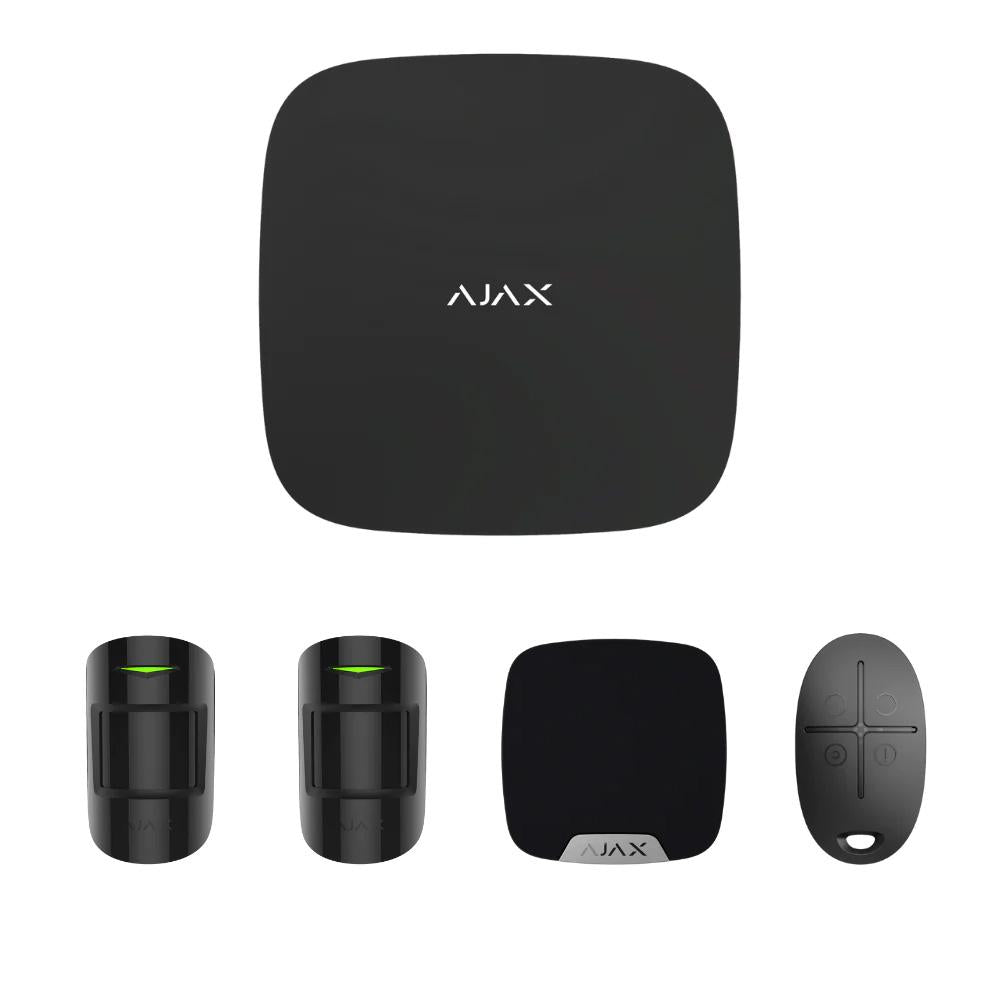 Ajax Hub 2 Starter Kit BLACK - 1 x Hub 2 Plus Dual SIM 4G / Ethernet - 2 x MotionProtect PIR - 1 x HomeSiren - 1 x SpaceControl Fob