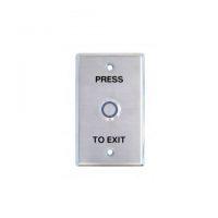 Secor* Stainless REX, Illuminated Green Stainless Flush Piezo Button, IP66, N/O and N/C, Standard GPO Plate, Momentary Or 10S Door Open Time "PRESS TO EXIT"