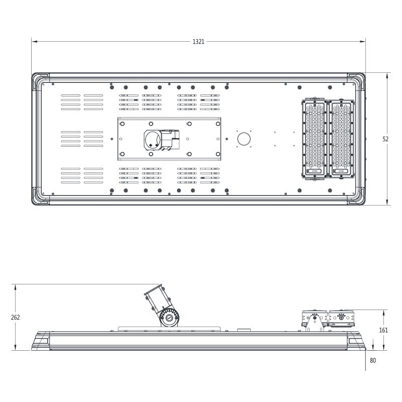 VIP* Vision 120W Monocrystalline Silicon Solar Panel, 50W Motion Sensing Light, 500Wh LiFePo4 Battery, 145x100 Beam, 12.8VDC, IP65, Dimensions: 1321 x 525 x 161mm