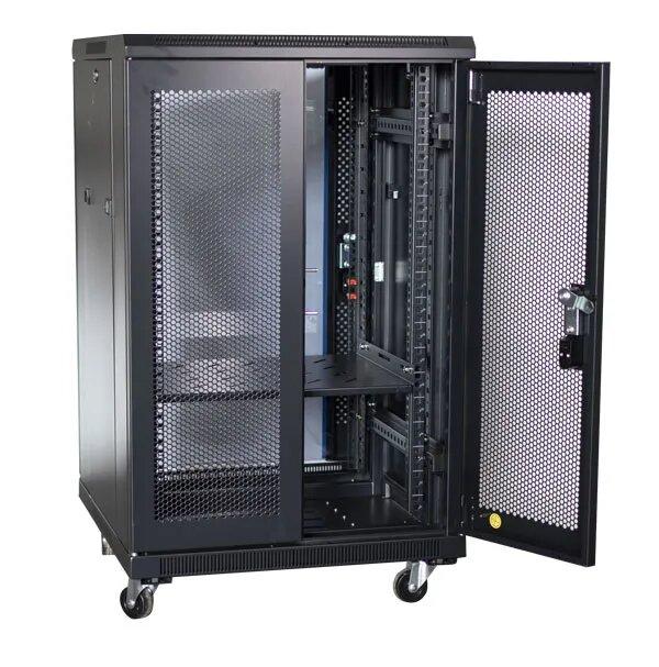 Certech* 18RU 600 (W) x 700 (D) Premier Series Server Rack With 1 x Fixed Shelf, 4 x Fans, 1 x 6 Outlet Horizontal PDU, 25 x Cage Nuts, 4 x Castor Wheels & 4 x Levelling Feet