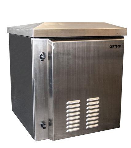 Certech* 6RU 400mm Deep Stainless Steel Outdoor Wall Mount Cabinet With Front Lock, IP65 Rated