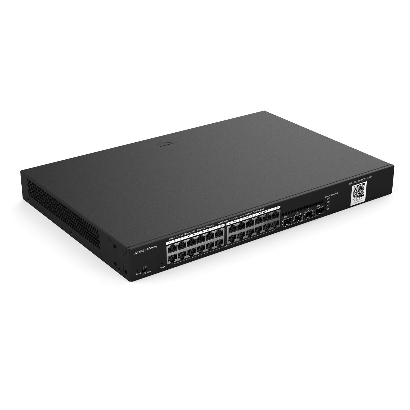 Ruijie Reyee 28-Port Gigabit Cloud Managed POE Switch, 24 x POE+, 4 x SFP, 370W, Rack Mount