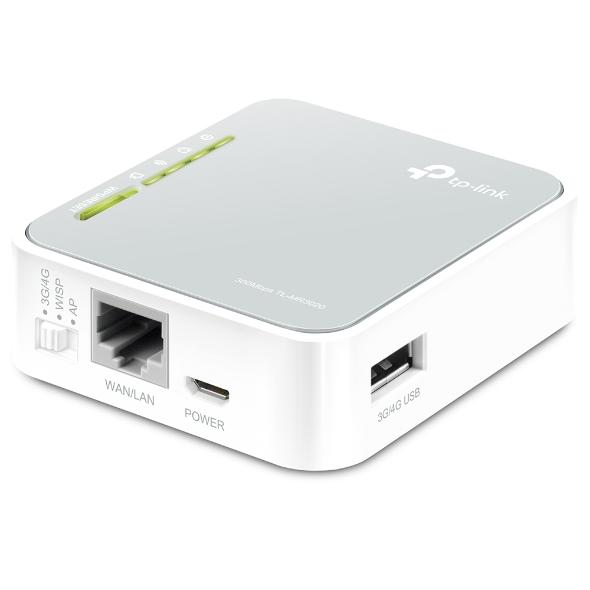 TP-Link Portable Wireless Router, Provides Internet Access For Standalone CCTV / Alarm Systems Via Mobile Device Tethering Or 3G/4G USB Dongle Connection, Hardwired RJ45 Network Port, Micro USB Powered, Compact Design, No Ongoing Charges