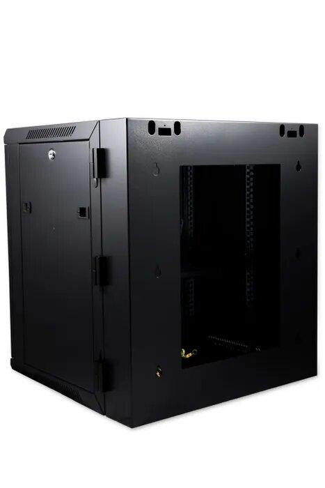 Certech 12RU 550mm Deep Swing Frame Cabinet With 1 x Fixed Shelf, 2 x Fans and 10 x Cage Nuts