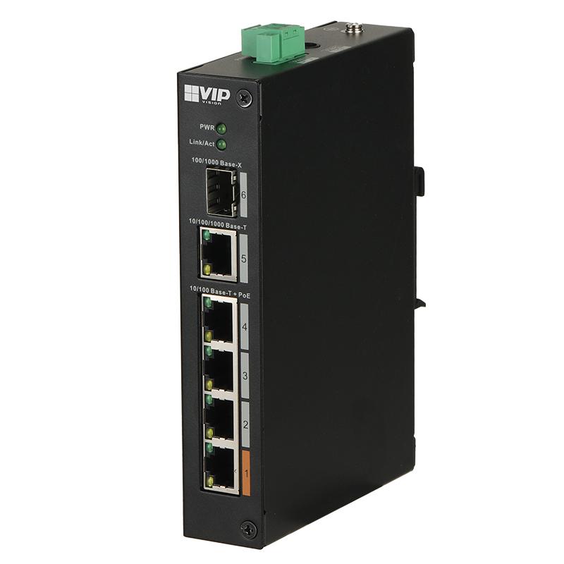 VIP Vision 4 Port Unmanaged Fast PoE Ethernet Switch, DIN Mount