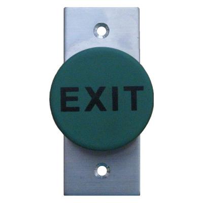 Secor Stainless REX, Green Mushroom 40mm, IP66, Fly Leads, Architrave Plate, BCA Compliant "PRESS TO EXIT"