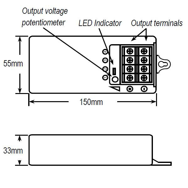 Securview* 12VDC 5A Switchmode Power Supply, Inline Housing, 4 x Independent Outputs, Build In PTC Fuse