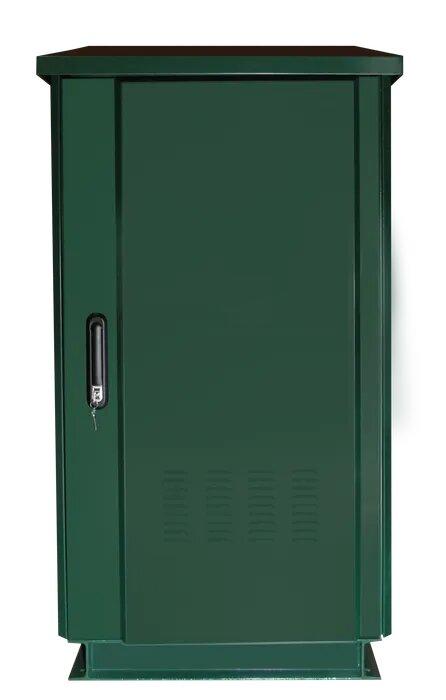 Certech* 27RU 600mm Deep Outdoor Freestanding Cabinet With Quad Fan Kit, Serviceable Input / Output Filters, Front Lock, IP45 Rated - FOREST GREEN