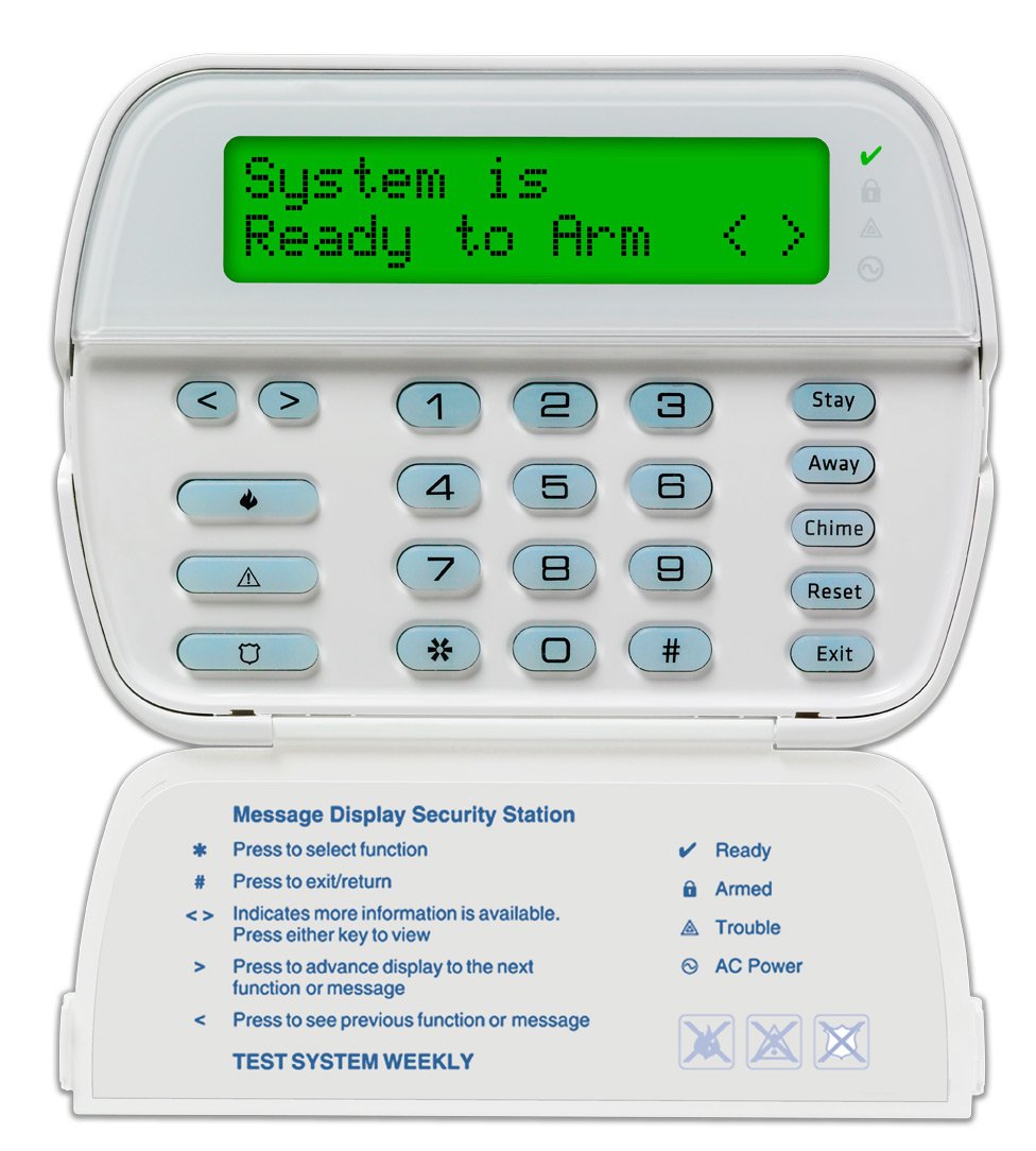 DSC* PowerSeries 64-Zone LCD Full-Message Hardwired Keypad with Built-In Wireless Receiver