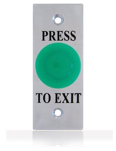 Secor Stainless REX, Green Illuminated Mushroom, Architrave Plate "PRESS TO EXIT"