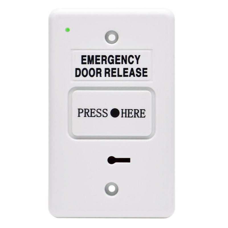 Secor White Resettable Emergency Door Release, Resettable, LED Indicators & Buzzer, Two Isolated SPDT Outputs, IP55, Standard GPO Size (Protective Cover: DWS250C, Spare Key: WEB200KEY)