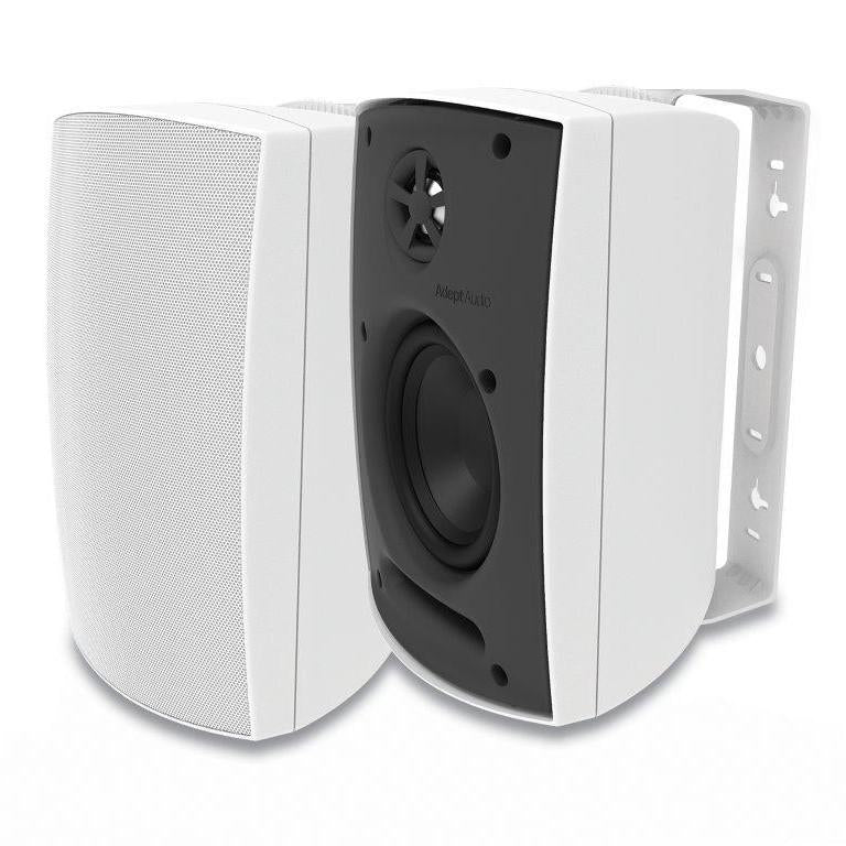 **SALE** Adept Audio 5.25" Indoor / Outdoor 2-Way Premium On-Wall Speaker WHITE With Injection-Molded Polypropylene Woofers 75W ***PAIR***