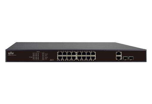 Uniview 16 x POE 10/100Mbps Ethernet Port Network Switch, 250W, Up to 250m Transmission Distance on EXTEND Mode, 2 x Gigabit Combo Port (RJ45 and SFP), Max 30W Per Port