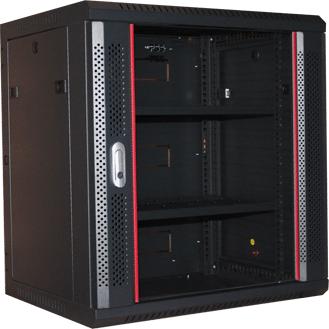 PSS* 12RU 600mm Deep Swing Mount Cabinet With 2 x Fixed Shelf, 10 x Cage Nuts, Lockable Glass Front Door