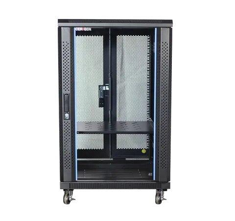 Certech* 18RU 600 (W) x 700 (D) Premier Series Server Rack With 1 x Fixed Shelf, 4 x Fans, 1 x 6 Outlet Horizontal PDU, 25 x Cage Nuts, 4 x Castor Wheels & 4 x Levelling Feet