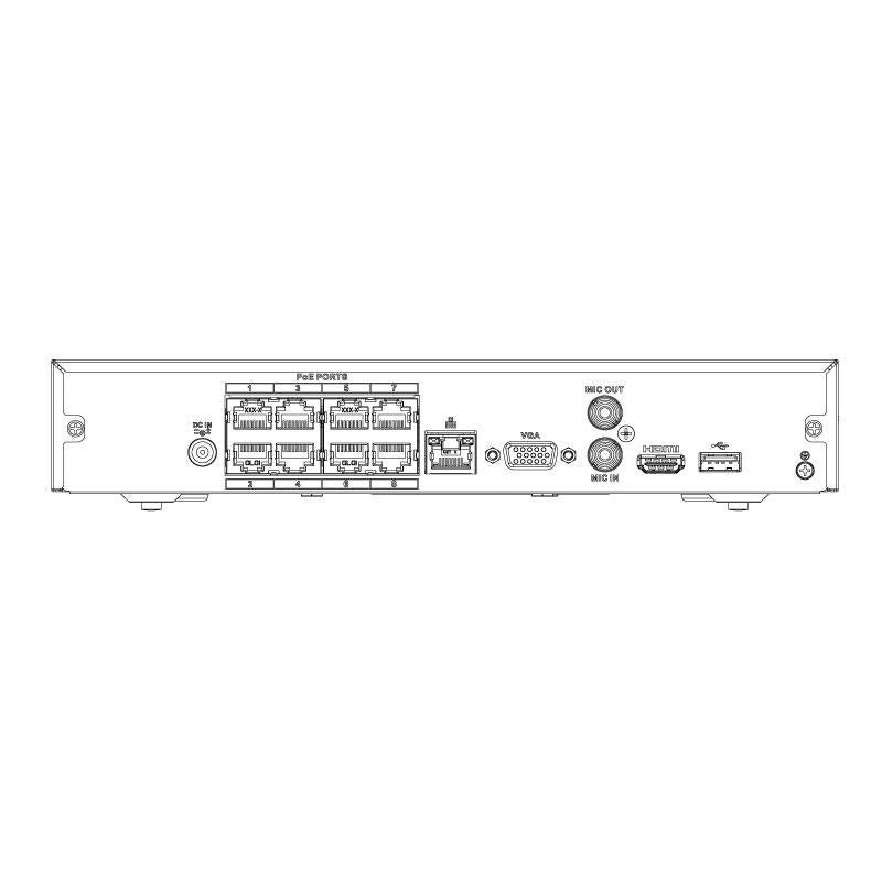 Watchguard* 8Ch Compact Series NVR, 80MB, 1 x HDMI / VGA, 1 x HDD, 1 x 100MB NIC, 8 x POE **NO HDD INSTALLED**