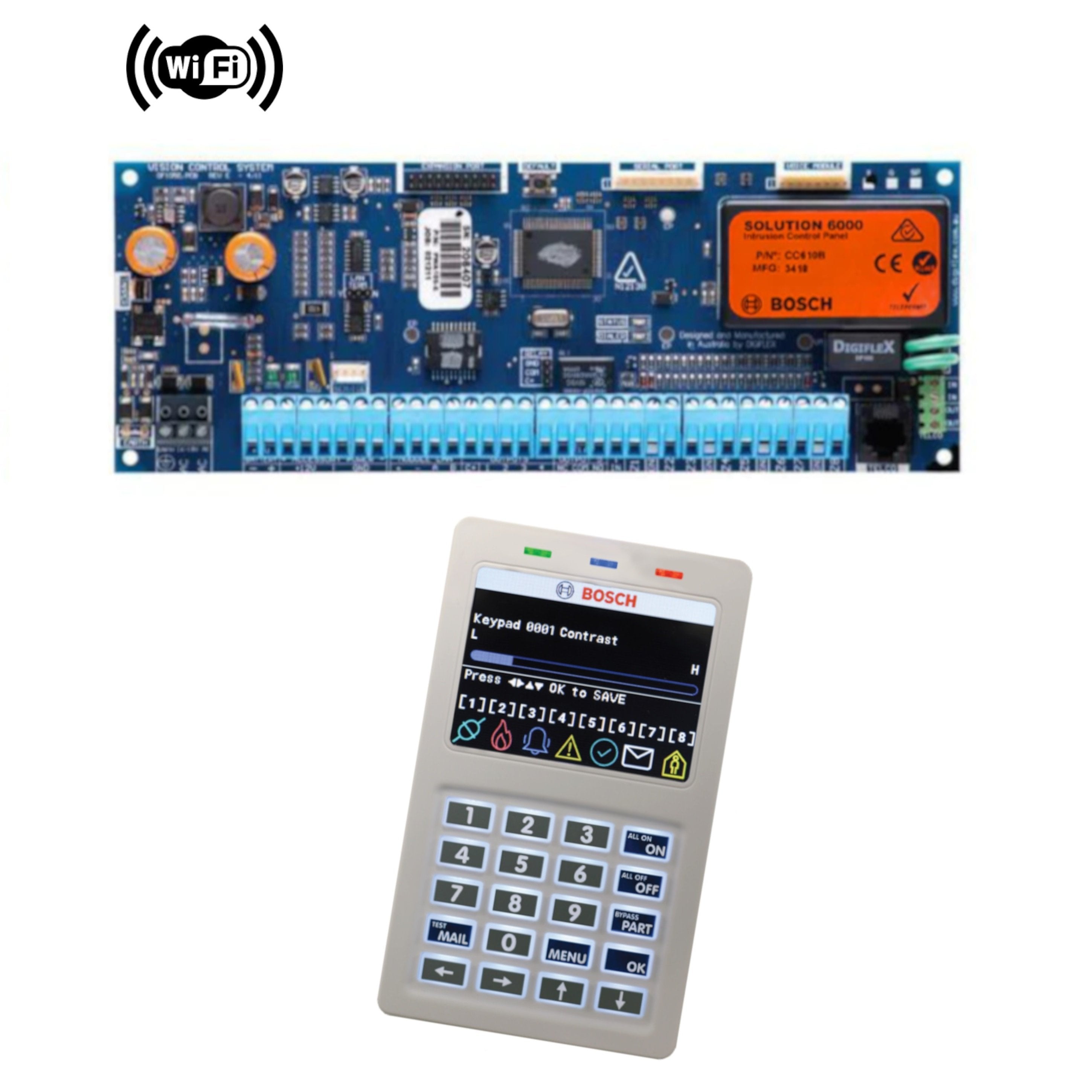 Bosch Solution 6000 PCB Only + CP737B White Graphic Colour WiFi Keypad With Integrated Smart Card Reader (Fob: PR301, ISO Card: PR350)