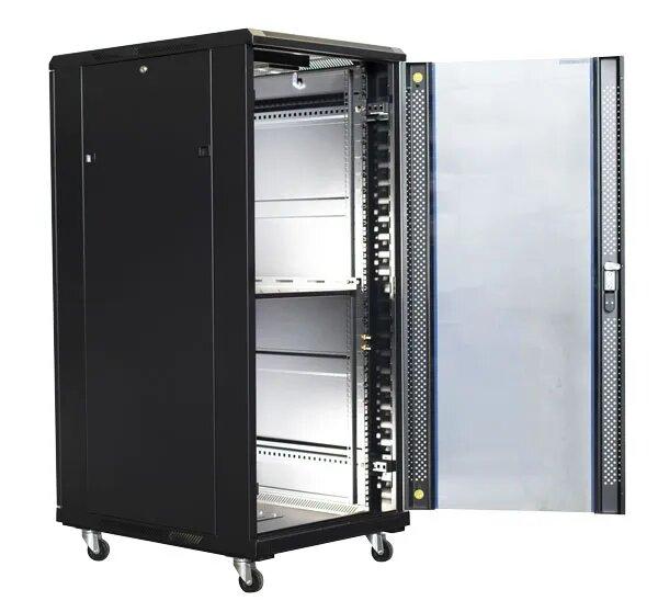 Certech* 27RU 600 (W) x 600 (D) Premier Series Server Rack With 1 x Fixed Shelf, 4 x Fans, 1 x 6 Outlet Horizontal PDU, 25 x Cage Nuts, 4 x Castor Wheels & 4 x Levelling Feet