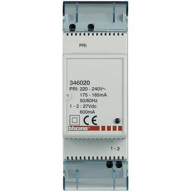 Compact power supply - input 230 Vac, output 27 Vdc 600 mA max. - 2 DIN  modules, E49